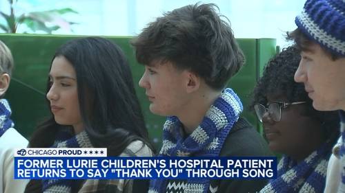 Former Lurie Children's patient returns to Streeterville, Chicago hospital, performs for staff with Vernon Hills High School choir