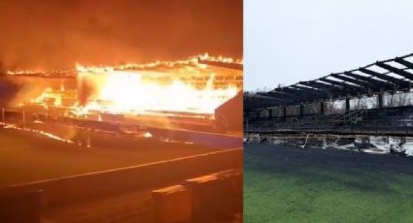 Tras descenso de su equipo, jovenes queman histórico estadio en Finlandia