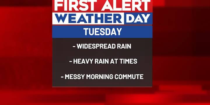 FIRST ALERT WEATHER DAY Tuesday as widespread rain arrives into South Carolina
