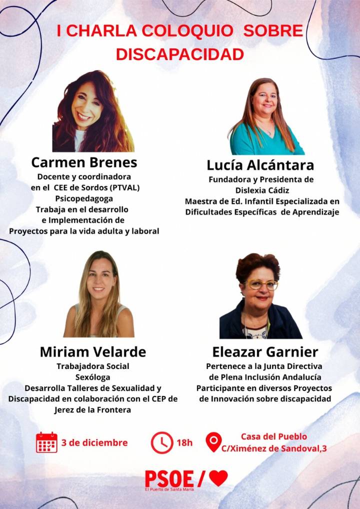 El PSOE celebra una charla coloquio sobre Discapacidad