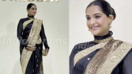 Sonam Kapoor makes statement with pregnancy style in black Banarasi saree