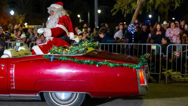 Scenes from Coachella Enchanted Holiday Parade with Elf and Friends