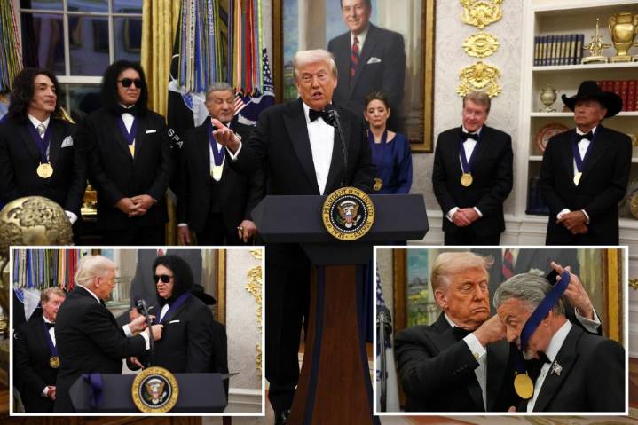 Trump awards medals to Kennedy Center Honorees Gene Simmons, George Strait, Gloria Gaynor and more in star