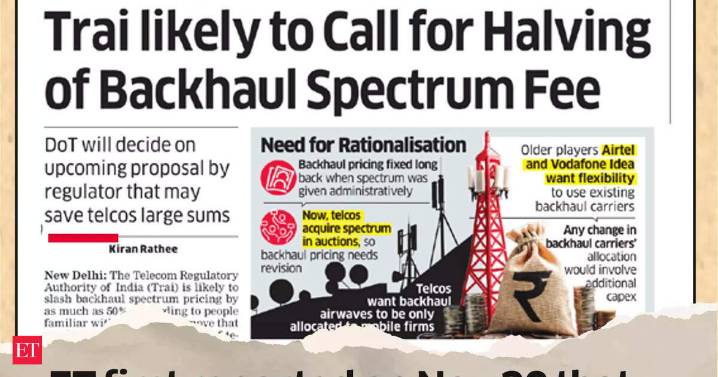 Trai moots up to 55% cut in backhaul spectrum fees to reduce telcos' cost