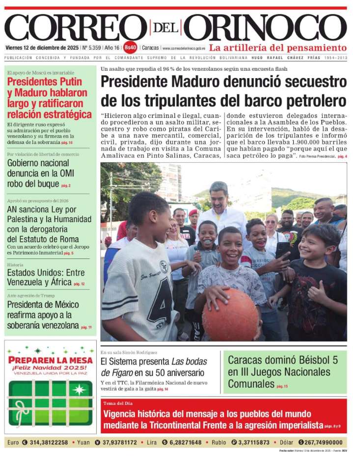 Edición Impresa Correo del Orinoco N° 5.359