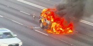 VIDEO: Car catches fire on Downtown Connector during evening commute
