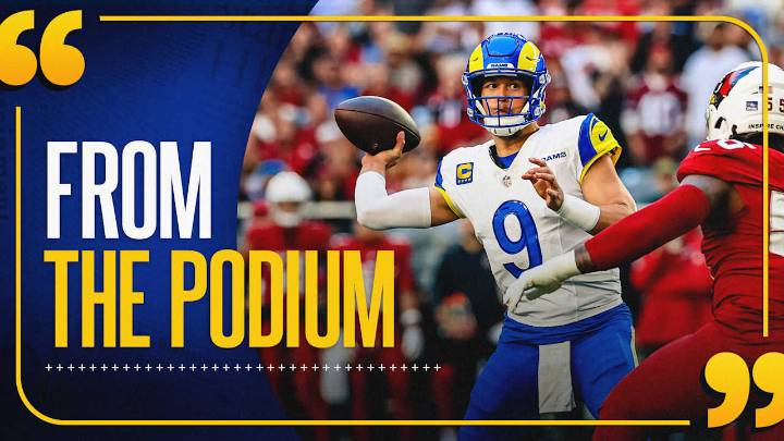 From the Podium: Sean McVay, Matthew Stafford, Blake Corum, Kobie Turner and Byron Young on Rams' blowout win over Cardinals in Week 14