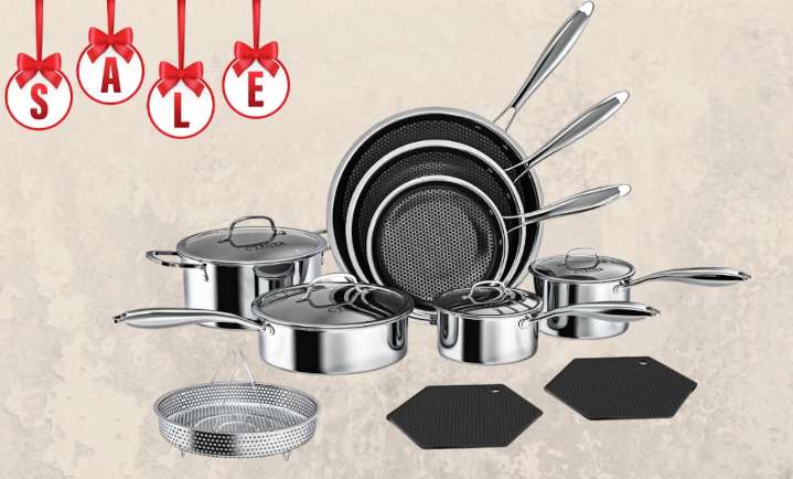 The 14-piece Cyrder Nonstick Cookware Set snags 17% discount on Amazon