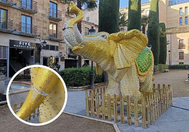 La multa por romper el elefante de la Navidad de Salamanca: el que rompe paga, pero no repara