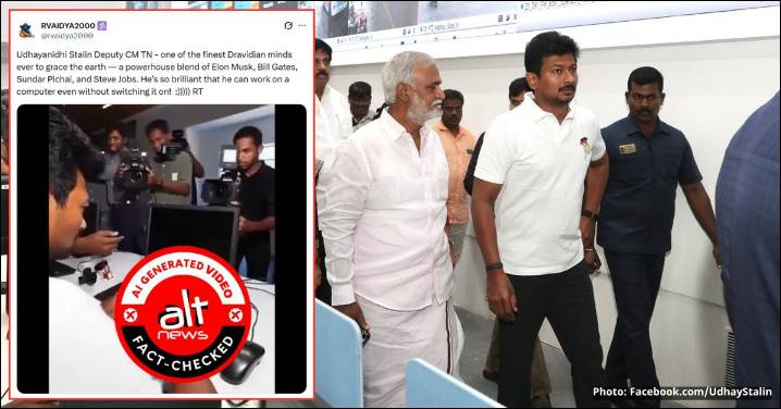 Video of Udhayanidhi Stalin using computer ‘without switching it on’ is AI generated