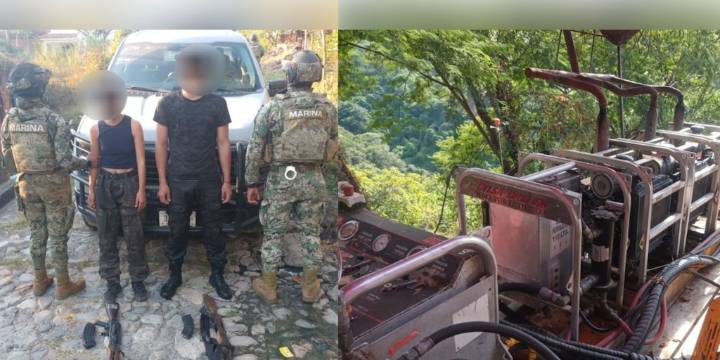 Marina detiene a dos civiles armados y desmantela narco campamentos del Cártel de Sinaloa en Concordia