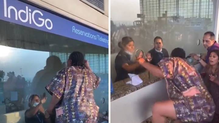 Video: Foreigner loses temper, climbs onto IndiGo counter amid flight disruptions