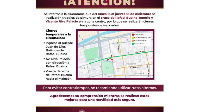 Proyecto Pasos por la Paz cierra el cruce de Rafael Buelna Tenorio y Vicente Riva Palacio