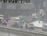 Truck crash, fuel spill closes southbound U.S. 131 at I