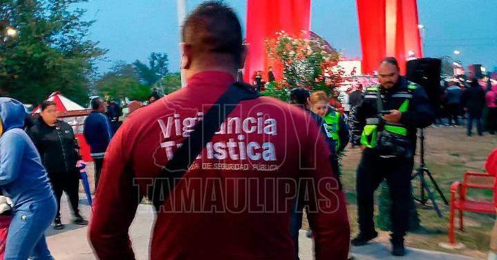 Operativo especial en Matamoros por encendido del pino en el Parque Olímpico
