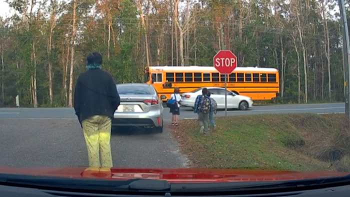 VIDEO: Mom captures driver ignoring school bus stop signal as children prepare to cross street in Kingsland