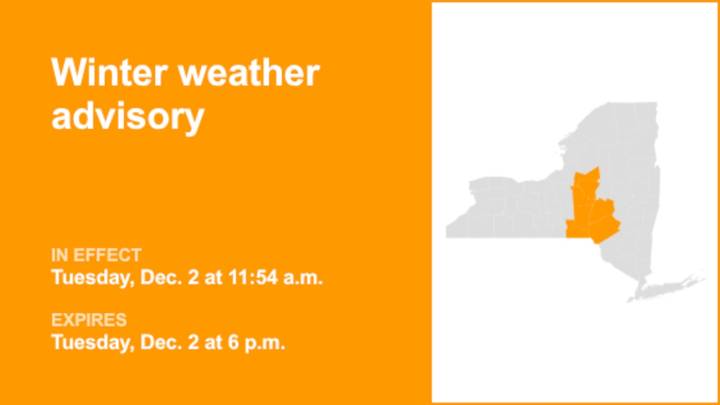 NY weather: Winter weather advisory in place for part of New York until Tuesday evening