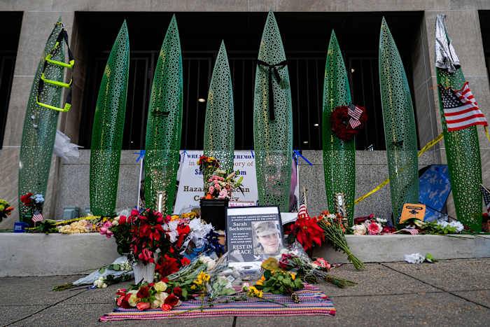 Critically wounded National Guard member being moved to in