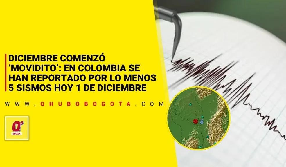 Diciembre comenzó ‘movidito’: en Colombia se han reportado por lo menos 5 sismos hoy 1 de diciembre