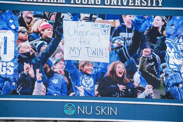 ‘I’m cheering for my twin!’ How this young BYU fan caught Bear Bachmeier’s attention