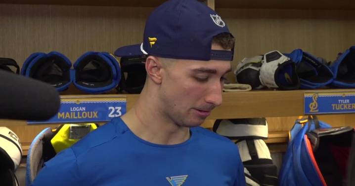 Logan Mailloux: Blues 'played for the guy next to us' vs. Chicago
