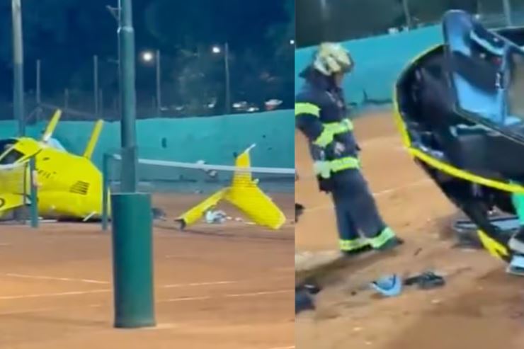 VIDEO | Helicóptero cayó en una cancha de tenis en Palermo
