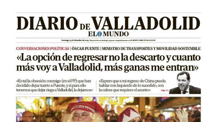 Portada de Diario de Valladolid del 14 de diciembre de 2025