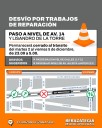 Desvío en el paso a nivel de la Avenida 14 y Lisandro de la...