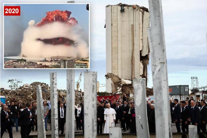 Pope Leo XIV prays at site of 2020 Beirut port explosion, consoles relatives of victims on last day of trip
