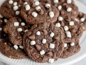 Soft, chewy, rich hot chocolate cookies