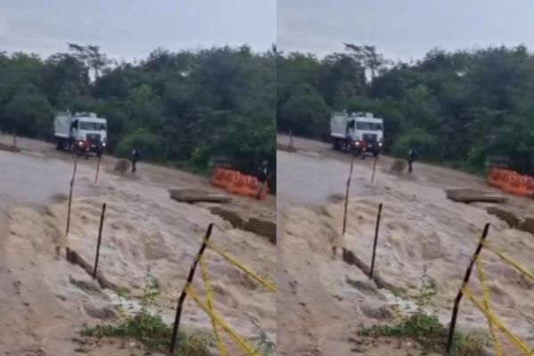 Lluvias generan bloqueo vehicular en la vía hacia Chibolo