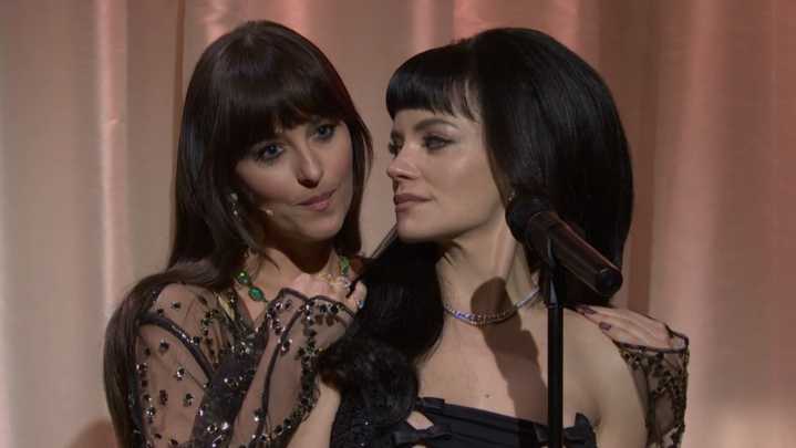 Dakota Johnson Plays 'Madeline' During Lily Allen's SNL Performance