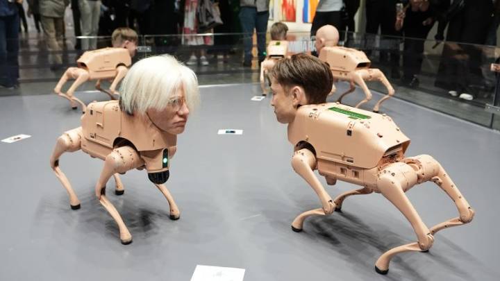 At Art Basel, Elon Musk, Andy Warhol and Jeff Bezos reimagined as robotic, picture