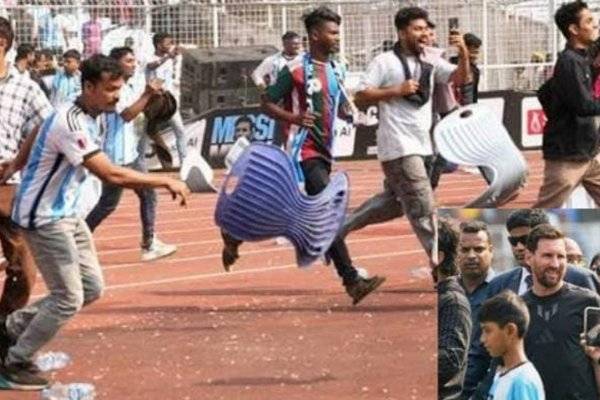Incidentes, corridas y destrozos en la caótica visita de Messi a India
