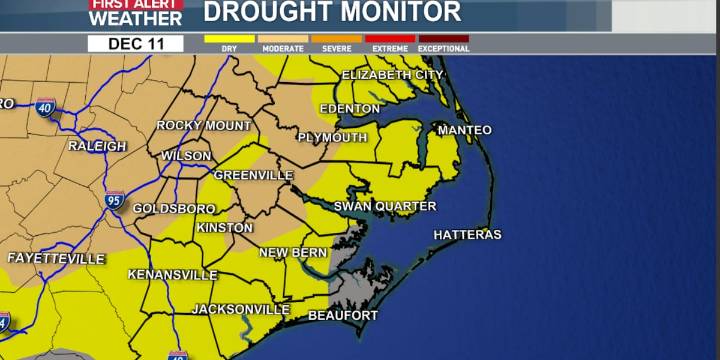 Slight improvement in the drought for Eastern NC