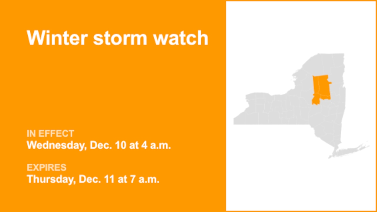 Winter storm watch affecting New York Wednesday and Thursday