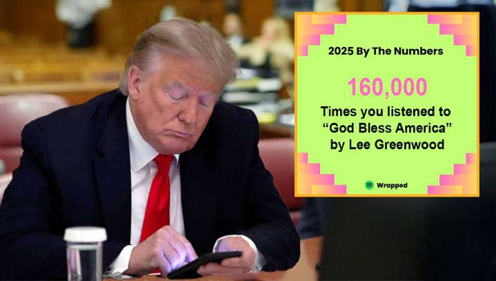 Trump's 2025 Spotify Wrap Reveals He Listened To 'God Bless The USA' 160,000 Times