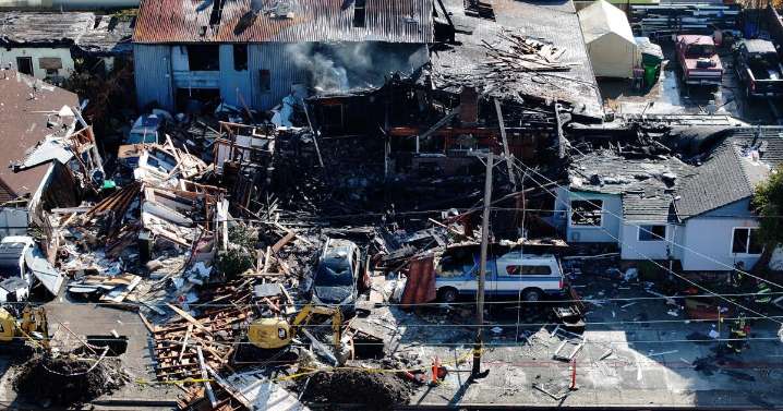 Dramatic explosion caught on video destroys homes, injures six, officials say