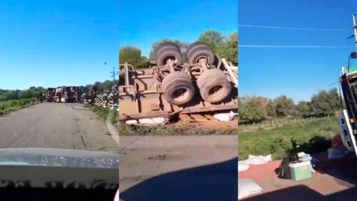 Un camión volcó y provocó el corte total de la Ruta 92