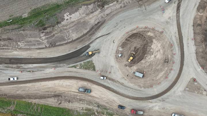 Avanza la construcción de una nueva rotonda sobre ruta 14, en Diego de Alvear