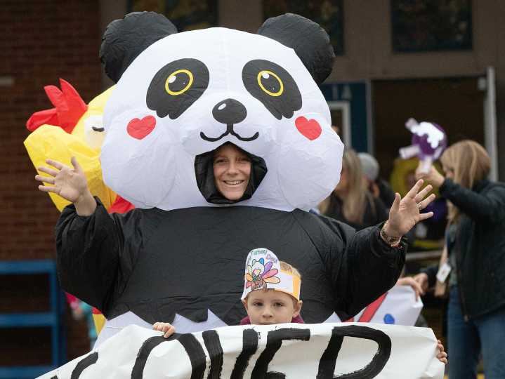 Elementary school students in Barrington hold their own parade