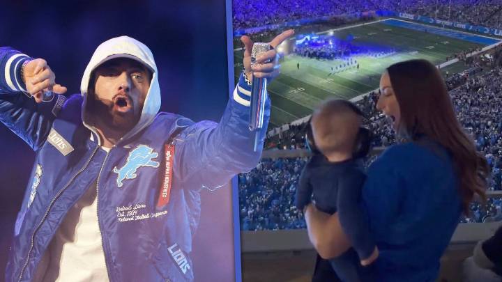 Eminem's Grandson Watches Him During Unexpected NFL Performance