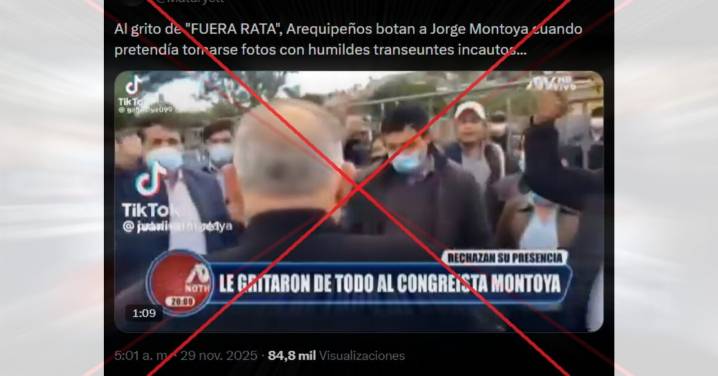 Es falso que video en el que increpan al congresista Montoya ocurrió en Arequipa