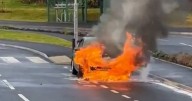 Taxi bursts into flames at East Kilbride train station as driver drops off passenger