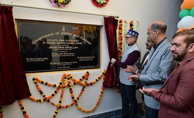 CM Omar Abdullah inaugurates 56 newly constructed 2-BHK (G+6) residential flats