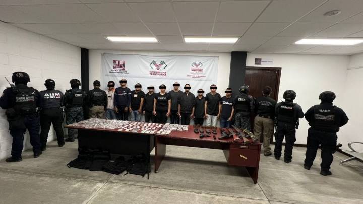 Operativo en Chiapas: caen 12 integrantes del CJNG en San Cristóbal de las Casas y aseguran armas