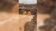 La lluvia de la borrasca Emilia corre por El Mojón, en Lanzarote