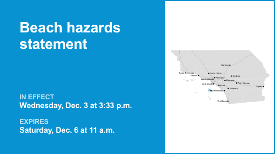 Beach hazards statement in place for Catalina/Santa Barbara Islands until Saturday midday