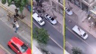 Video de insólita fuga de motochorro: Se lanzó a pick-up de camioneta para escapar de detención ciudadana en Santiago