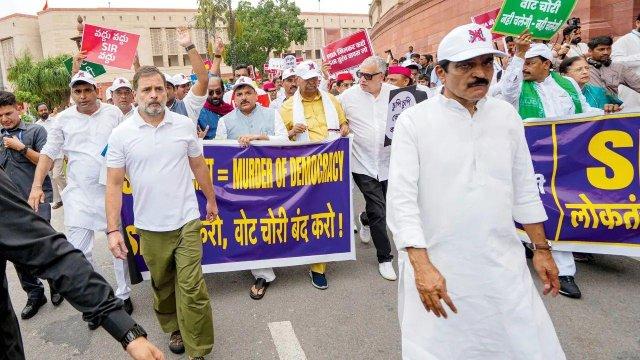 ‘Vote chori’ protest in Delhi turns controversial over slogans against PM Modi